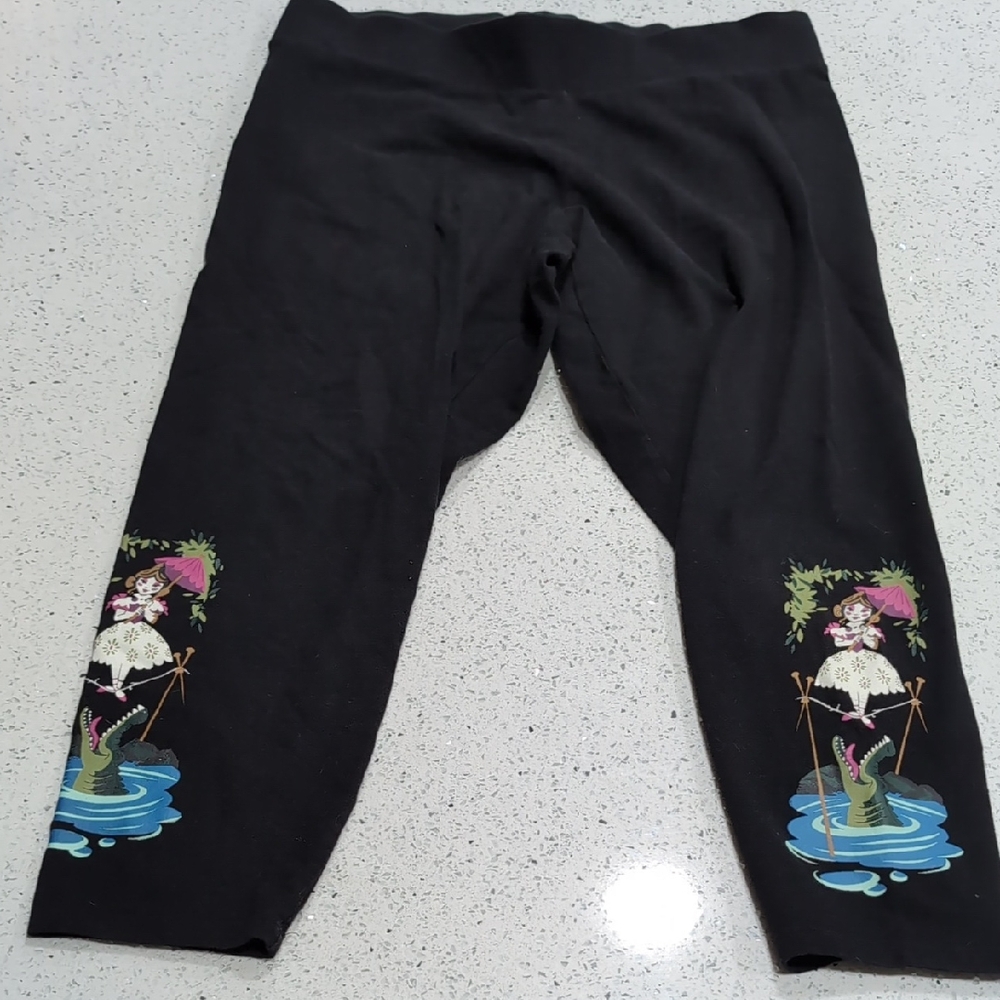 Disney Black Leggings with Pink and Green Accents